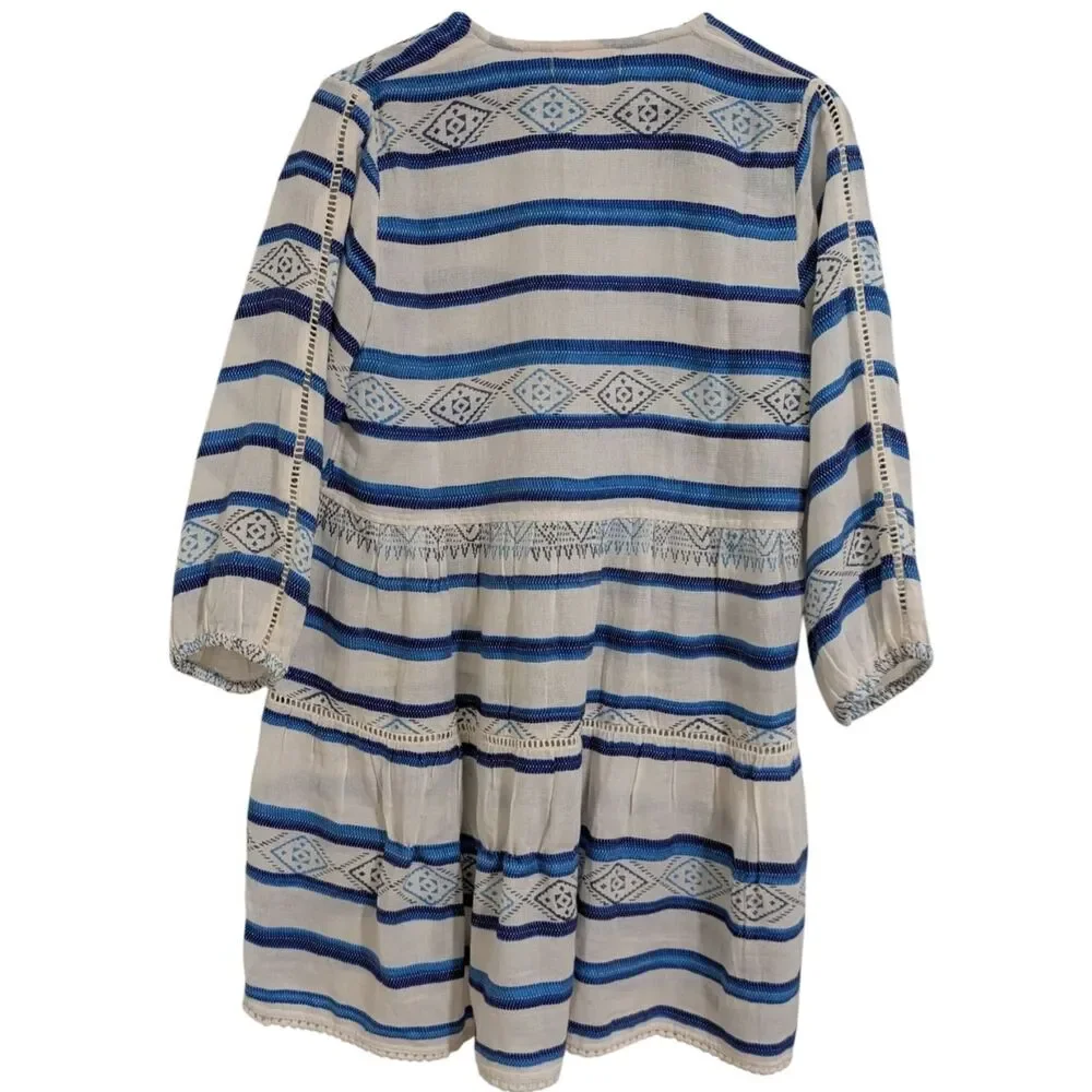 Aspiga Sophia Striped Kaftan Mini Dress - Blue & White Size M - Picture 3 of 6